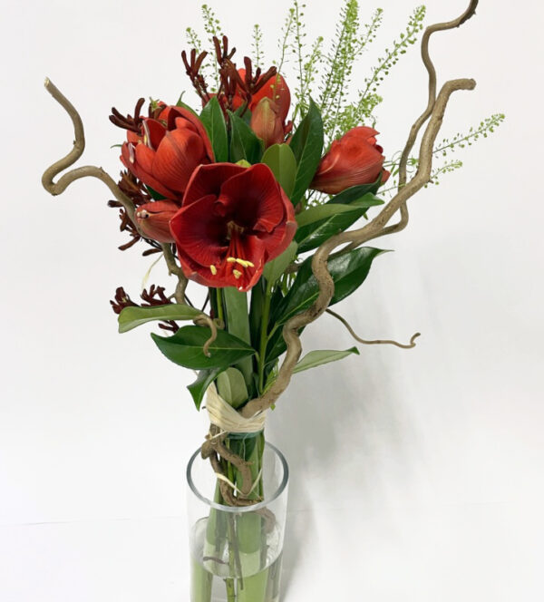 Kõrge kimp punaste amarüllistega