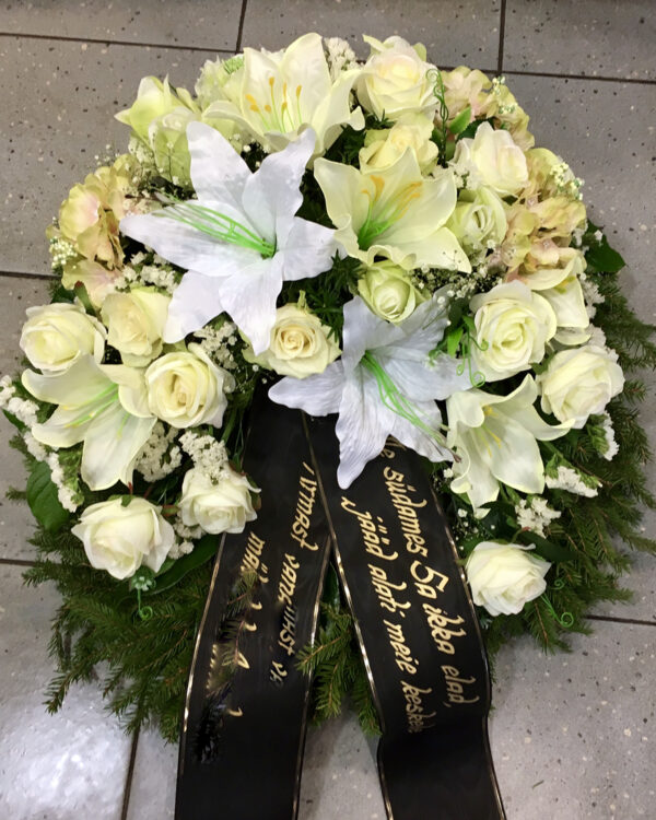 Artificial flower wreath: lilys and roses