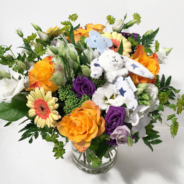 Bouquet for Baby Boy with toy Rabbit