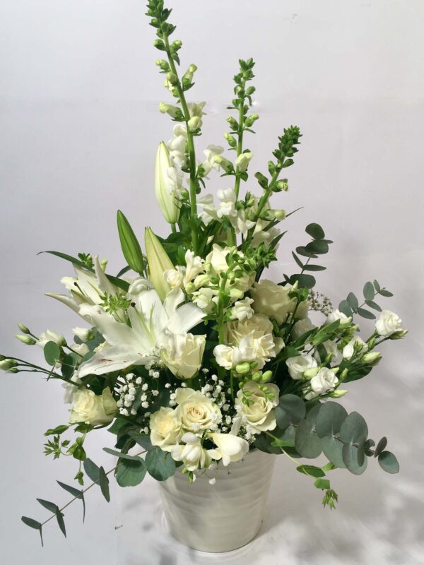 Tall arrangement with white flowers (vase included)
