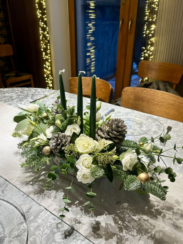 Big Christmas centerpiece with candles and decoration